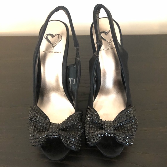 Steve Madden size 6 Black MINNII pumps jewel bow - Picture 2 of 7